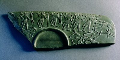Fragment einer Palette mit einer Jagdszene, aus Abydos, ca. 3300-3100 v. Chr. von Predynastic Period Egyptian